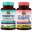 Vitalitown Probiotics & Inositol Bundle - 120 Billion CFUs 36 Strains + Prebiotics & Digestive Enzymes + Myo-Inositol & D-Chiro, Digestive Health, Immune & Hormone Balance for Men & Women
