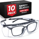 TICONN Safety Glasses Over Eyeglasses for Men Women, Anti-Fog ANSI Z87.1 Eye Goggles with Adjustable Arms and UV Protection