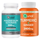 Magnesium & Turmeric: Magnesium Glycinate, 300mg, 90 Capsules & Turmeric Curcumin, 2400mg, 105 Capsules