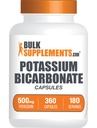 BulkSupplements.com Potassium Bicarbonate Capsules - Potassium Bicarbonate Supplement, 500mg of Potassium - Essential & Gluten Free, 2 Capsules per Serving, 360 Capsules (Pack of 1)