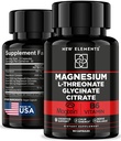 Magtein Magnesium L-Threonate – 2000mg Mag Complex with L Threonate, Glycinate, Citrate & Vitamin B6 – Brain Health, Memory, Focus & Mental Clarity | 300mg Elemental Magnesium | 90 Capsules