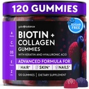 Biotin Gummies 10000mcg for Hair Growth Support - Sugar Free Multi Collagen with Keratin, Silica & Hyaluronic Acid - Pectin Based, Soft Chew Hair Skin and Nails Vitamins - 120 Count