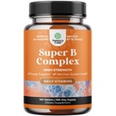 Super Vitamin B Complex for Women & Men - B Vitamins Complex with Thiamin, Riboflavin, Niacin, 6, 12 and Folate - Blend Supplement for Nervous System Support Energy & High Strength - 100 Tablets
