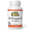 Natural Factors Hi Potency B Complex - Energy Support Supplement - Supports Healthy Metabolism - Essential B Vitamins for Nervous System & Cellular Health - 90 Capsules (90 Servings)