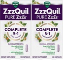 ZzzQuil Pure Zzzs Complete Sleep,Melatonin 10mg,L-Theanine,GABA,with Ashwagandha,and Magnesium,Melatonin Sleep Aid,100 Count (Pack of 2)