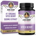 Ancient Bliss Vitex Chasteberry Supplement – Organic Vitex Agnus-Castus 4:1 Extract 500 mg – Supports Hormone Balance for Women, Cycle Health & Monthly Comfort Support – 60 Capsules