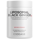 Codeage Liposomal Black Ginger Supplement - Kaempferia Parviflora Root Powder - 3-Month Supply - Ginger Root Pills and Herbal Root - Liposomal Delivery - 1 Capsule Per Serving - Non-GMO - 90 Capsules