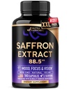 Natural Saffron Supplements - Pure Saffron Extract 88.5 mg - Made in USA - Mood | Focus | Vision | Energy Support - Eye Health for Women & Men - NonGMO Vegan Pills - 180 Powder Capsules