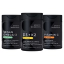 Sports Research® Vegan Supplements Pack - D3 + K2 + Vegan Omega-3 Fish Oil Alternative from Algae Oil + High Potency Vitamin C