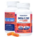 Oceanblue Omega 3 2100 with CoQ10 | Triple Strength Fish Oil Combo Supplement | High Potency 1350mg EPA 650mg DHA with 150mg CoQ10 | Orange Flavor | Heart Support | 90 Softgels | Pack of 2