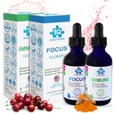 Focus + Immune All-in-One Kids Health Support | 2 Liquid Supplements | 100% Natural, Sugar Free, Vegan, Gluten Free & Non-GMO | Loved by Moms: Clean, Safe & Easy-to-Take for Children