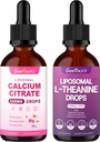 Liposomal Liquid Calcium Citrate & L-Theanine with GABA Drops, Immune & Overall Health, Zzz & Relaxation Support