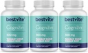 BESTVITE Cog ETF Citicoline 500 mg (180 Vegetarian Capsules) (60x3) - Klinik olarak Studied Premium Choline Nootropic - No Stearates - Vegan - Gluten Free - Brain Supplements for Memory and Focus