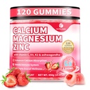 120 CT Calcium 1200 Mg with Vitamin D3 K2 Gummies for Adults,Calcium Citrate Supplements Gummies Women & Men - Calcium Gummies with Magnesium & Zinc,B6, B12- Extra Absorption Calcium Supplement