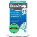 ScarAway Advanced Clear Silicone Scar Sheets, Medical Grade Silicone Strips (1.5" x 3") Scar Treatment and Prevention for Surgical, Burn, Body, Hypertrophic & Keloid Scar Treatment, 10 Clear Sheets