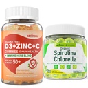 Nextdia Sugar Free Organic Spirulina Chlorella Gummies 1 Pack + Vitamin C + D3 + Zinc Gummies 2 Pack