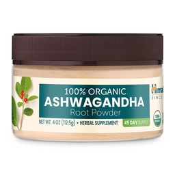 Himalaya Organic Ashwagandha Powder, 45 Day Supply - Βότανο Adrenal Υποστήριξη για την ανακούφιση από το στρες, την ενεργειακή υποστήριξη και την περιστασιακή αϋπνία - USDA Organic, Non-GMO, Vegan, Gluten Free, Flavorless 4 oz