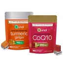 Qunol Turmeric & CoQ10: Turmeric and Ginger, 750mg, 90 Soft Chews & CoQ10 200mg, 90 Soft Chews