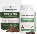Real Mushrooms Turkey Tail Powder for Humans (45 Servings) & Turkey Tail for Pets (90ct) - Σκόνη & Κάψουλες Δέσμη για Ανοσολογική Υποστήριξη - Vegan, Μη ΓΤΟ, Χωρίς Σπόρο, Χωρίς Γλουτένη