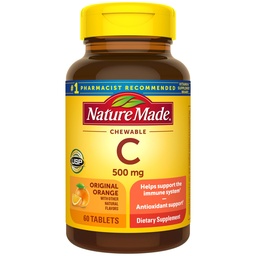 Nature Made Chewable Vitamin C 500 mg, Συμπλήρωμα Διαιτητικής Βιταμίνης C για την Ανοσολογική Υποστήριξη, 60 δισκία, 60 ημέρες προσφοράς