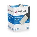 Dealmed Abdominal Combine Pads 8"x10" (24-Pack) Sterile Individually Wrapped, ABD Pads, Absorbent, Non Adherent for Wound Care, Drainage, First Aid, 24/Box (1 Pack)
