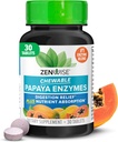Zenwise Health Chewable Papaya Enzymes for Digestion & Gut Support - Papain ve Bromelain ile Digestive Health & Bloating Relief - Women & Men - 30 Tabletler