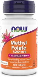 Τώρα Συμπληρώματα, μεθυλοφολικό 1, 000 mcg, Μεταβολικά Ενεργό Φολικό*, Συνενζύμιο Β Βιταμίνη, 180 δισκία