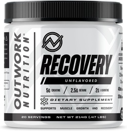 Outwork Nutrition Post Workout Recovery Powder - Creatine Monohydrate, KSM-66 Ashwagandha & Tart Cherry - Speeds Recovery, Eases Soreness - Creatine Powder for Men & Women, Unflaved, 240 Gr
