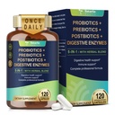 Totaria 5-in-1 60 Billion CFU Probiotic Prebiotic & Postbiotic for Women & Men, w/Digestive Enzymes, Slippery Elm, Daily Complete Gut Health, Digestive & Immune Support, 4 Month Supply, Vegan