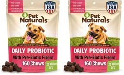Pet Naturals Daily Probiotic for Dogs,Duck Flavor,160 Chews - 120M CFUs Pre and Probiotics for Dogs Digestive Health,Gut Health,Immune Support,Diarrhea,Allergies and Itching,(Pack of 2)