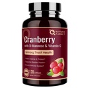Nature Target Cranberry Pills with D-Mannose for Women - Super Strength 80:1 Extract - Cranberry Supplement with Vitamin C, Supports Urinary Tract Health, Bladder Control, 120 Veggie Capsules