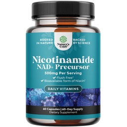 Βιταμίνη B3 Niacinamide 500mg Κάψουλες - Μιτοχονδριακή Ενέργεια και ισχυρό συμπλήρωμα δέρματος - Βιταμίνη B3 Niacin Flush Free and Nicotinamide 500mg - Flush Free Niacin Supplement - 60 Count
