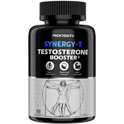 Synergy-T Testosterone Booster Supplement for Men, Total Male Performance, Liposomal Absorption System, 100% Transparency with Ashwagandha, DIM, Turkesterone, Zinc & Tongkat Ali, 90 Count