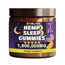 STIRLING Hemp Sleep Gummies 1800000mg for Adults - Relaxes Body & Mind - Maximum Strength - 5mg Melatonin - 10mg L-Theanine - Orange Creamsicle Flavor - Made in USA