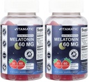 Vitamatic Sugar Free Melatonin 60 mg - 60 Vegetarian Gummies - Non-Habit Forming Supplement (Pack of 2)