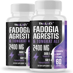2400mg Fadogia Agrestis Tongkat Ali Supplement - Fadogia Agrestis 1400mg & Tongkat Ali 1000mg Ultra Blend, Maximum Strength, Muscle Mass & Athletic Performance, 120 Softgels