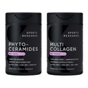 Sports Research® Supplements for Women Pack - Phytoceramides 350mg for Healthy Skin and Hydration + Biotin-Infused Collagen Peptides Complex