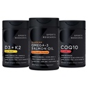 Sports Research® Supplements Pack - Omega 3 Salmon Oil + Vegan Vitamin D 5000iu & Mk7 Vitamin K 100mcg + CoQ10 (100mg)