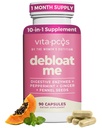 VITA-PCOS Debloat Me – 6 Digestive Enzymes for Gas, Bloating, Healthy Gut & Digestion for Women- With Papain, Fennel, Peppermint & Ginger - Targets Abdominal Discomfort & Promotes Regularity - 90 Caps