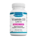 EuroMedica Vitamin D3 - Bone Health & Bone Strength Support Supplement - Dietary Supplement for Immune System & Brain Support - 5,000 IU Vitamin D Tablets with Mixed Berry Flavor - 90 Chewable Tablets