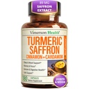 Saffron Supplements – 89mg Saffron Extract, 1000mg Turmeric Curcumin, Ceylon Cinnamon & Cardamom – Daily Mood, Joint & Metabolic Support – Joint Supplements for Women & Men – 180 Capsules