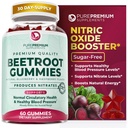PurePremium Beet Root Gummies - 60 Sugar Free Chews - Nitric Oxide Beetroot Gummies | Natural Blueberry Flavor - Supplements for Normal Blood Pressure – 1 Month Supply