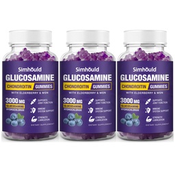 Simhould 3 Packs Glucosamine Chondroitin Gummies - 3000MG Extra Strength Joint Support Supplement with MSM & Elderberry, Flexibility, Antioxidant Immune Support Gummy for Adults, Men & Women