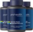 ProHealth Trans Resveratrol Plus 1000 mg. Worlds Most Researched Trans-Res Supplement. Doktor Max Potency için Quercetin & BioEnhancers ile Formüle edildi. Lab Tested 98 Pure. 30 Servisler (3 Paket)