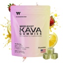 WUNDERKIND Kava Gummies Extra Strength Mood Boost - High-Potency 70% Kavalactones | Natural Stress Relief | Vegan, Clean Ingredients, No Gelatin or Dyes | 1 Gummy Per Serving | Strawberry Lemonade