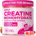 AiVital™ Creatine Gummies for Women, 5000mg Creatine Monohydrate Gummies+2000mg Collagen+1000mg BCAA, Women-Specific Formula, Sugar Free, 30 Servings, 120 Counts(Berry)