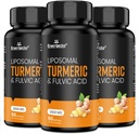 2000 mg Liposomal Turmeric Curcumin with Black Pepper & Ginger for Superior Abxia with Fulvic Acid and Humic Acid 180 Softgels - 3 Ay Supply