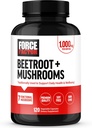 FORCE FACTOR Beetroot + Μανιτάρια συμπλήρωμα για τη Μεγάλη Υγεία, Κάψουλες ρίζας τεύτλων με 7 Λειτουργικά Μανιτάρια, Μανιτάρια του Λέοντος, Κορδύποδες, & More, Χωρίς σόγια, Μη ΓΤΟ, 120 κάψουλες