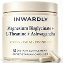Magnesium Glycinate 500mg (as TRAACS Bisglycinate) + KSM-66 Ashwagandha 300mg + L-Theanine 200mg - Sleep, Stress & Cognitive Support - High Absorption Chelated Magnesium Supplement - 60 Vegan Capsules