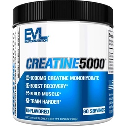 Evlution Nutrition Creatine 5000 - Υποστηρίζει την ταχύτερη αποκατάσταση, Lean μυϊκή ανάπτυξη & απόδοση - Pre & Post προπόνηση σε σκόνη - 5000mg καθαρή κρεατίνη μονοϋδρική ανά υπηρεσία - 60 εξυπηρετήσεις - Άγευστη